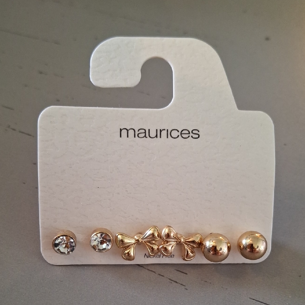 Maurices Gold & Crystal Earring Trio